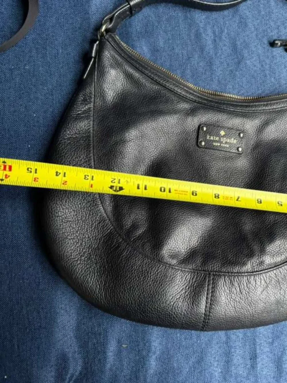 Kate Spade Black Pebbled Leather Berkshire Hobo Bag Polka Dot Lining Large